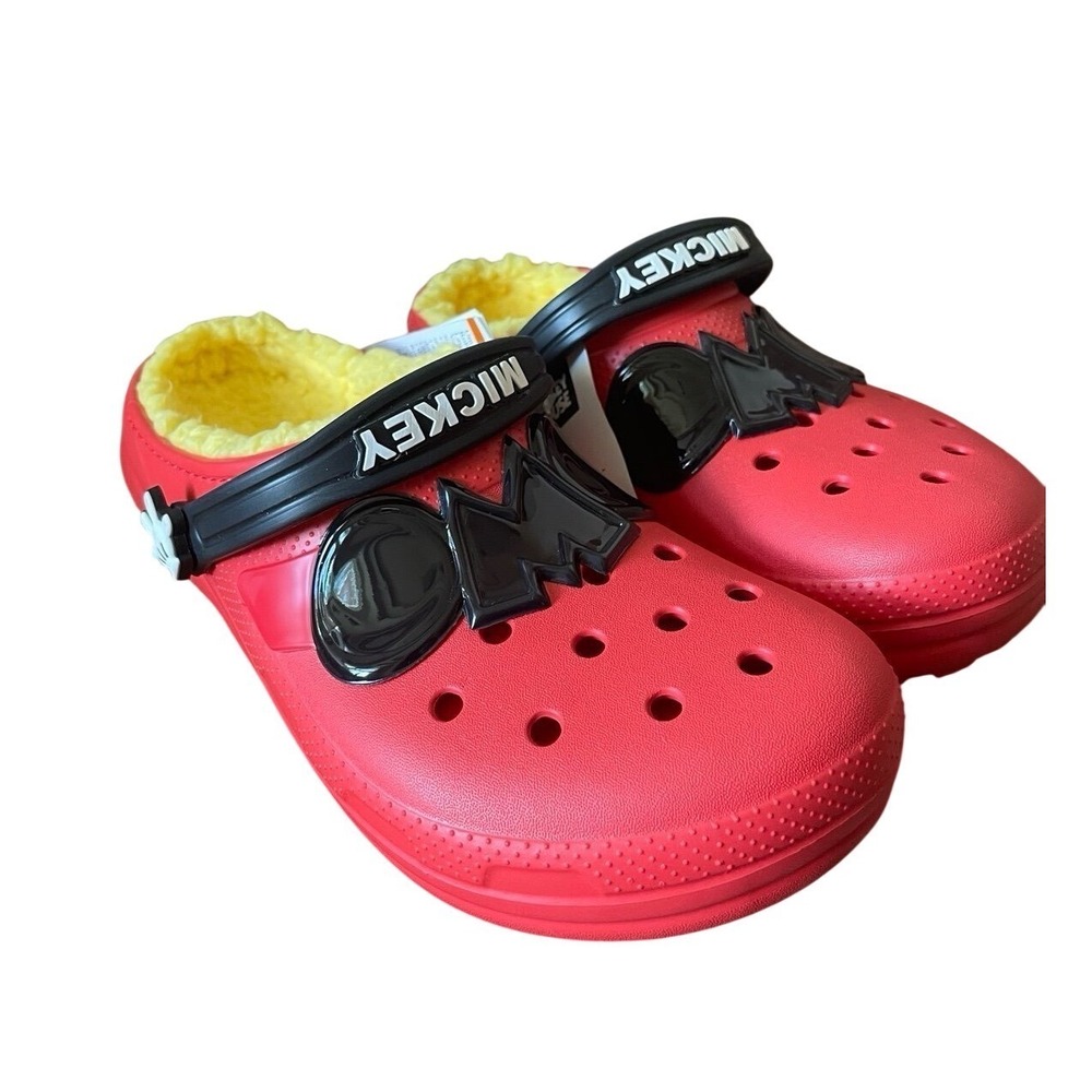 Crocs Mickey Mouse Classic Lined Clogs Red Yellow Disney OMG Jibbitz Kids J5